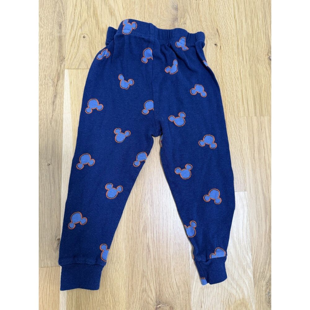 Disney Mickey Mouse Toddler Boy Pajama Pants Size 2T Blue Fleece Joggers EUC